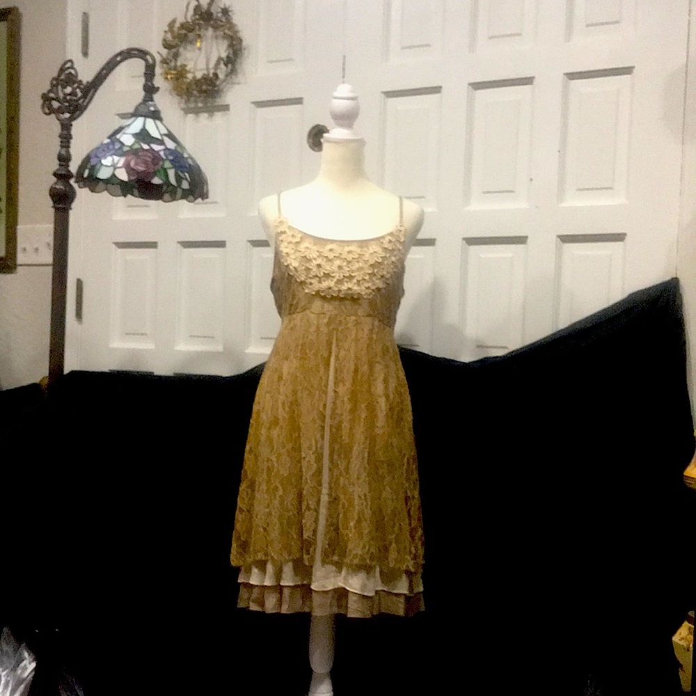 A’Reve NWT Adorable High Low Lace Overlay Dress